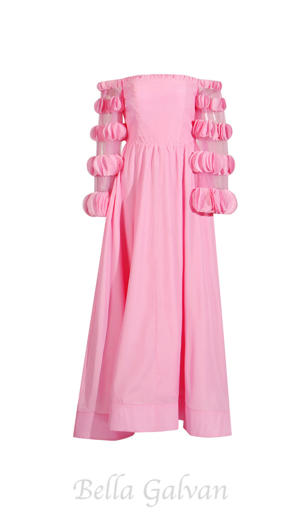 Flowering Girl Women petals strapless tulle maxi dress in pink