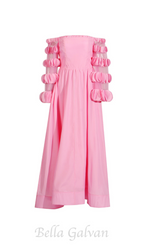 Flowering Girl Women petals strapless tulle maxi dress in pink