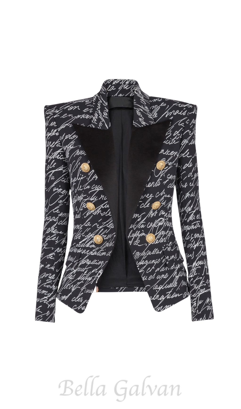 Flowering Girl Women Alphabet pattern black jacket with single button