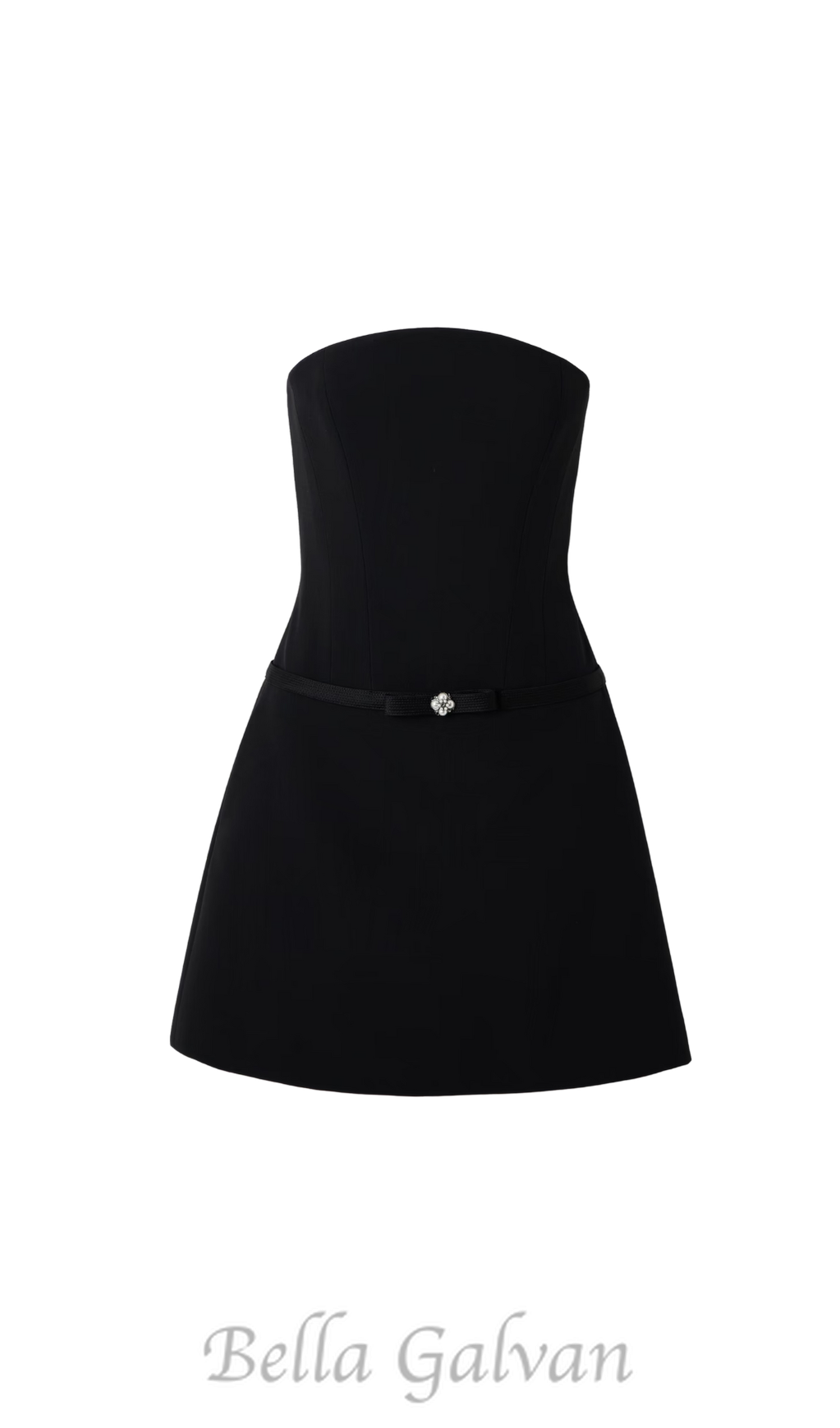 Flowering Girl Women embellished strapless cady mini dress in black