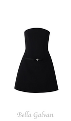 Flowering Girl Women embellished strapless cady mini dress in black