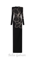 Flowering Girl Women Raelynn Bodycon Long Sleeve Crepe maxi Dress