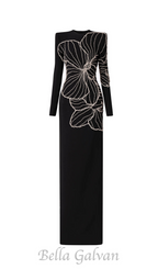 Flowering Girl Women Raelynn Bodycon Long Sleeve Crepe maxi Dress