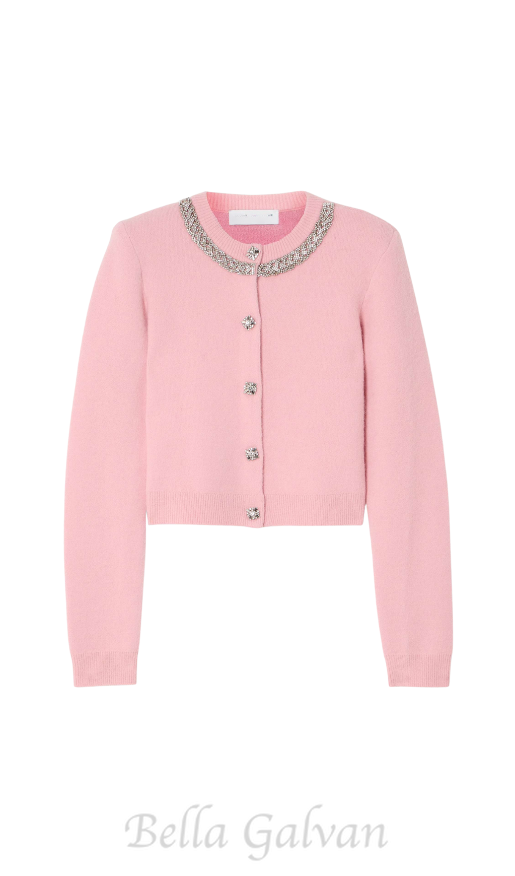 Flowering Girl Women Rhinestone-embellishment padded-shoulders knitted cardigan in pink