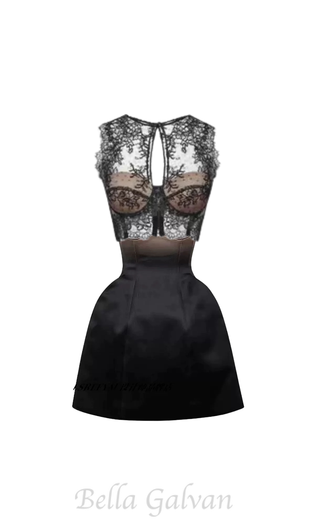 Flowering Girl Women nude ombre black under-bust corset mini skirt set