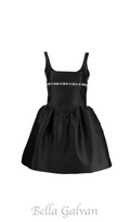 Flowering Girl Women crystal-embellished square-neck mini dress in black