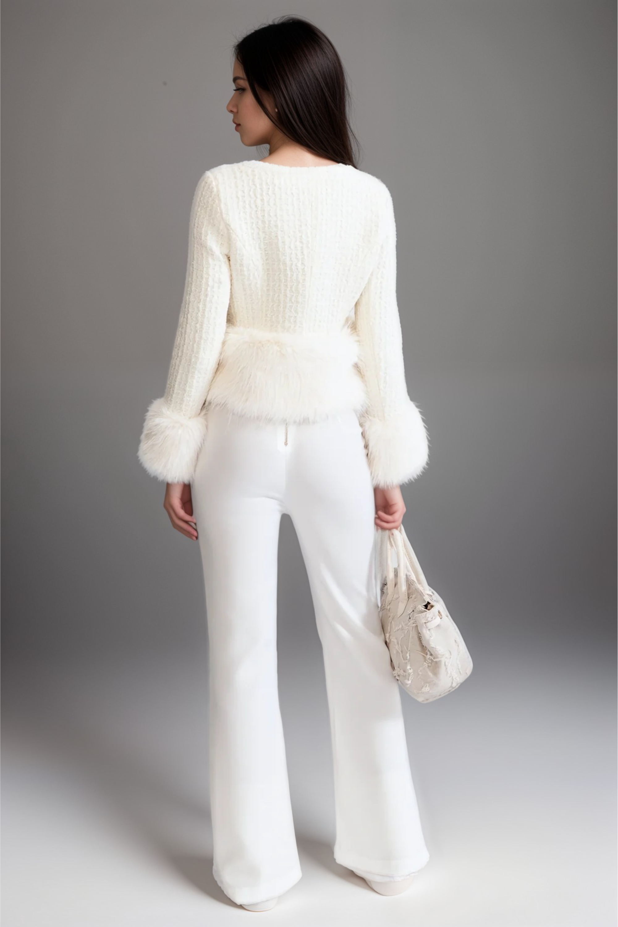 Flowering Girl Women Tweed Jacket Withfaux Fur Accents