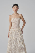 Flowering Girl Women Floral Lace Strap Midi Dress