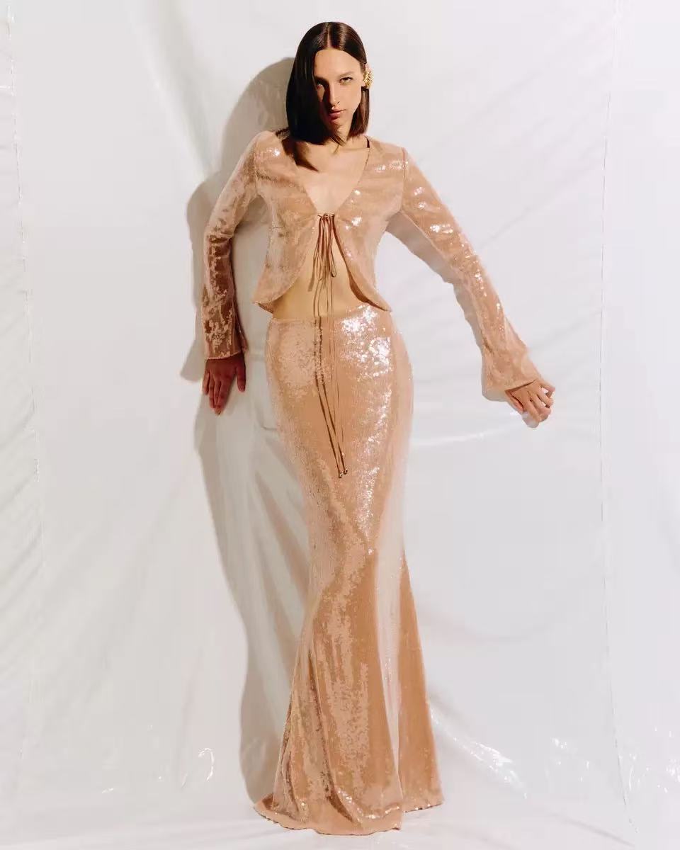 Flowering Girl Women Aubelin Sequin Two Piece Set - Nude