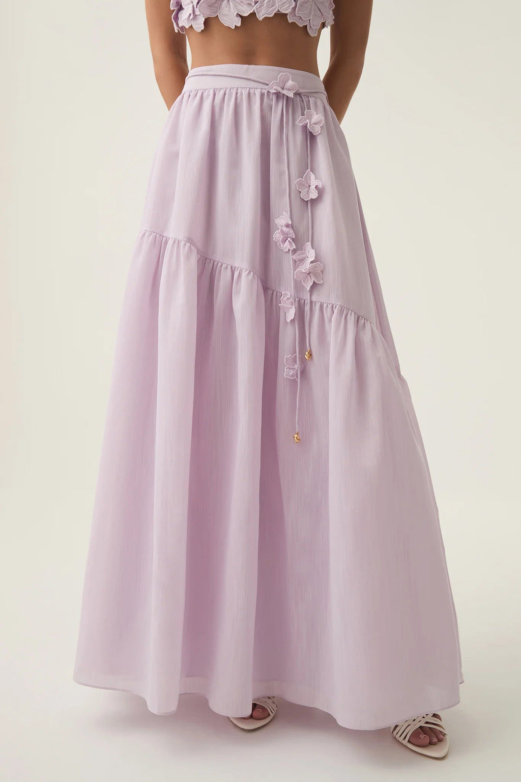 Flowering Girl Women Ashley Flower Shell Top Maxi Skirt Set In Purple