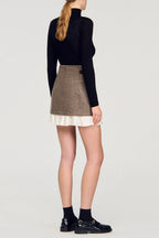 Setlla Mini Skirt With Frill With Belt In Brown