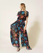 Flowering Girl Women Printed jumpsuit in pleated georgette