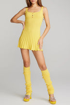Flowering Girl Women Doris Golf Knitted Suspender Mini Dress In Yellow