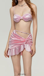 Flowering Girl Women Drexel Pink Ruched Three-Piece Swimsuit
