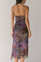 Flowering Girl Women Mesh Strapless Midi Dress