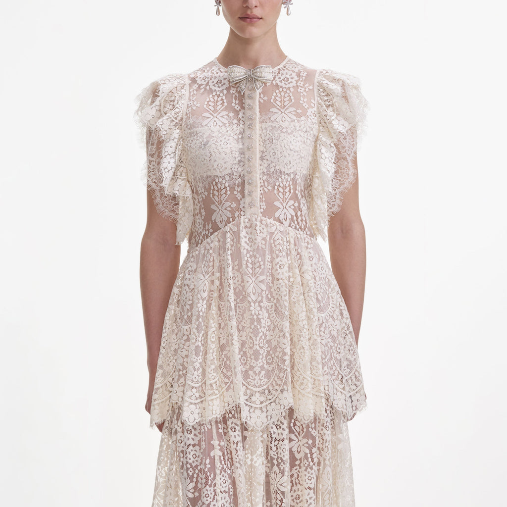 Flowering Girl Women Tiered Lace Maxi Dress