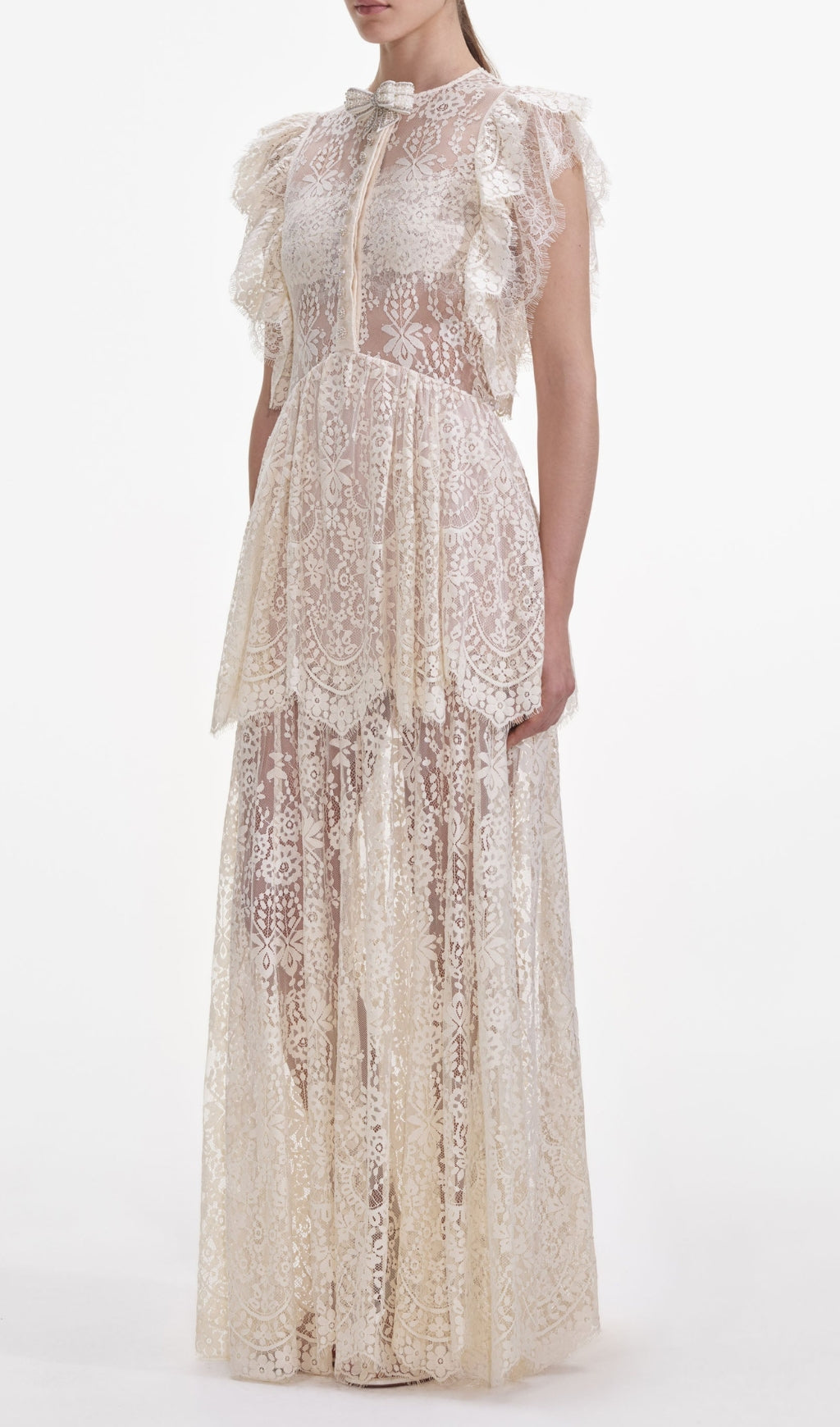 Flowering Girl Women Tiered Lace Maxi Dress