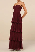 Flowering Girl Women Strapless Tiered Maxi Dress in Plum Purple
