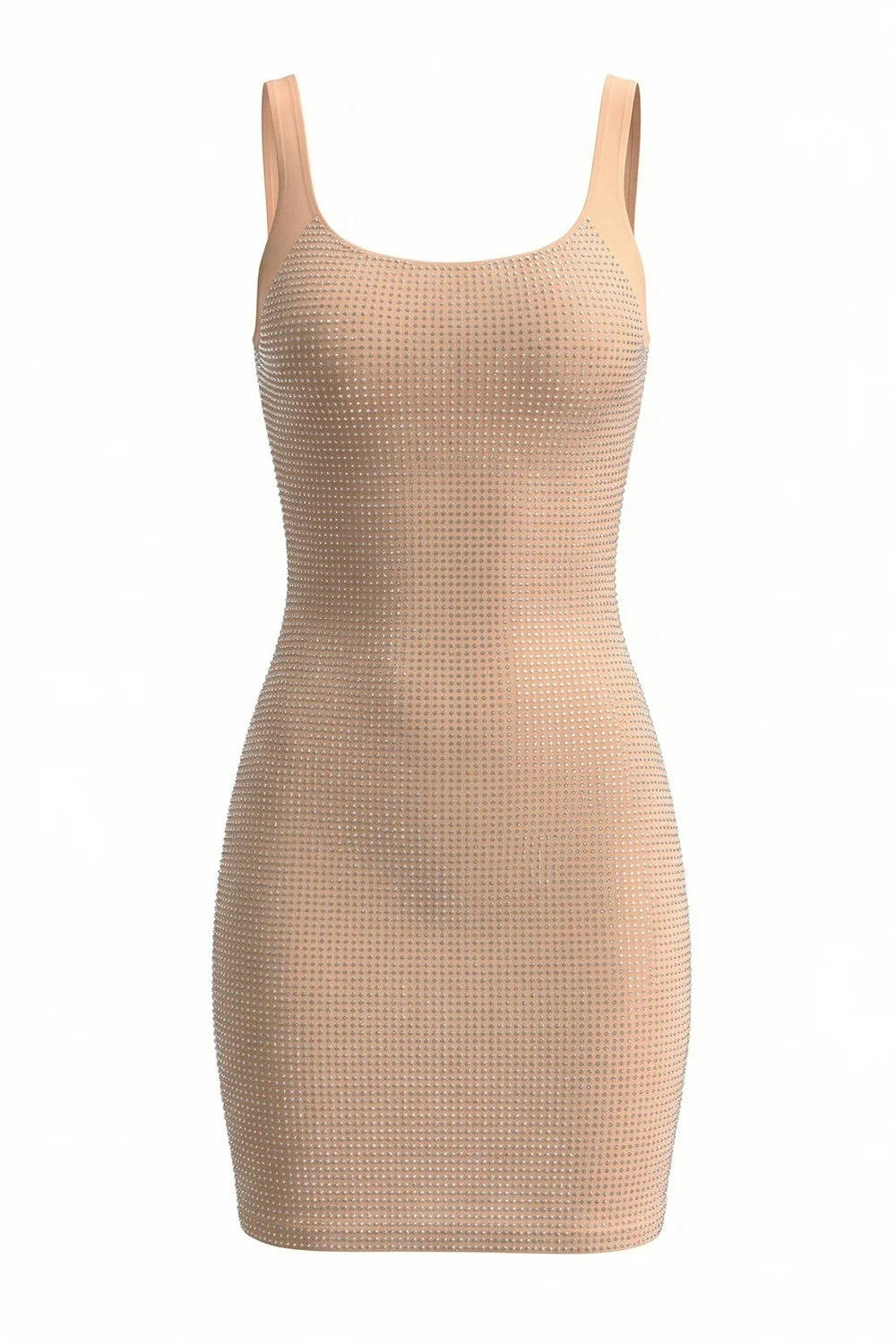 Maud Square Crystal-Embellished Mesh Mini Dress In Apricot