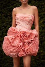 georgia Appliquéd organza coral mini dress