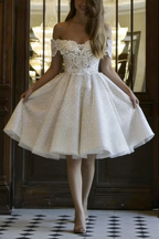 April One-Shoulder Lace Sequin Midi Dress- White