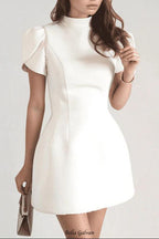 basia Petal Sleeve Cut Out Bow Mini Dress in white