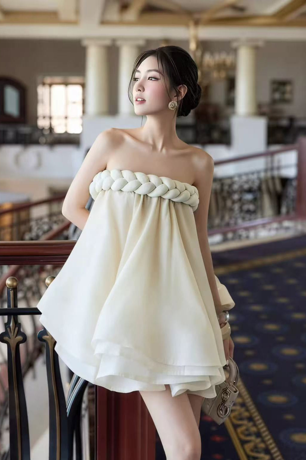 Hemp Rope Tube Top Tutu Skirt In Beige