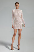 Flowering Girl Women Enene Long Sleeve Hot Drilling Mini Dress