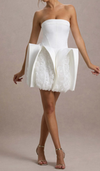 Flowering Girl Women beverly Calais Strapless Flower Mini Dress