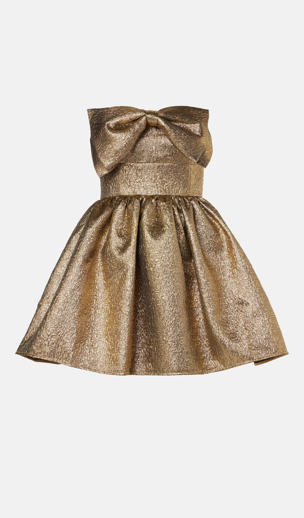 Flowering Girl Women Gold Metallic Jacquard Mini Dress