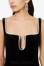 Flowering Girl Women Crystal-embellished velvet maxi dress