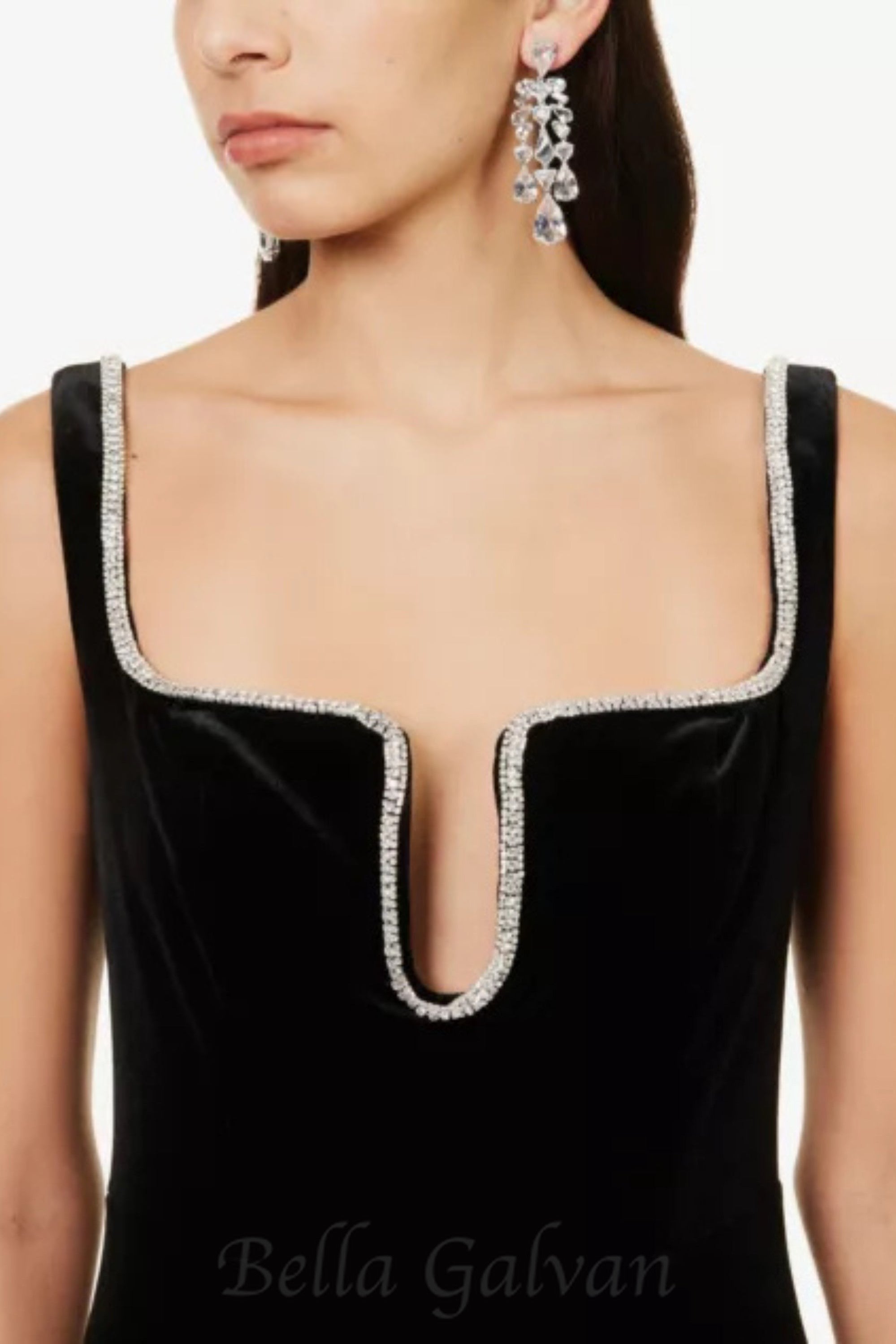 Flowering Girl Women Crystal-embellished velvet maxi dress