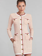 Flowering Girl Women Karine pink long-sleeve patterned-knit mini dress