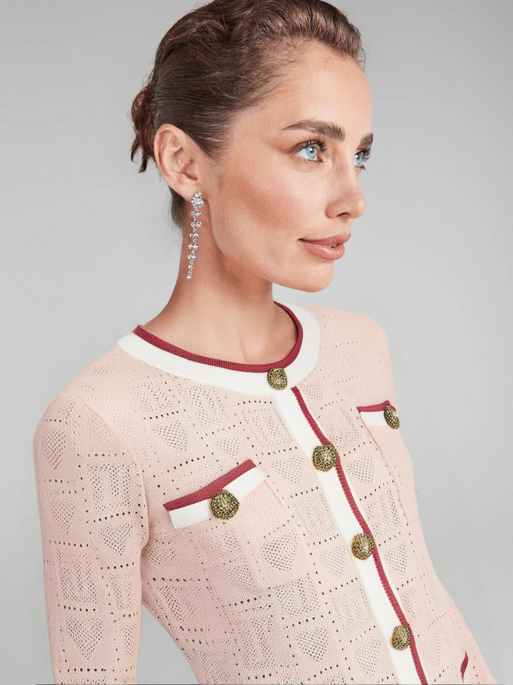 Flowering Girl Women Karine pink long-sleeve patterned-knit mini dress