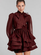Flowering Girl Women Élodie tiered flared mini dress in Red