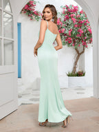Flowering Girl Women Embellished Strappy Maxi Dress In Green