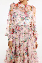 Flowering Girl Women Winona Print Mesh Midi Dress