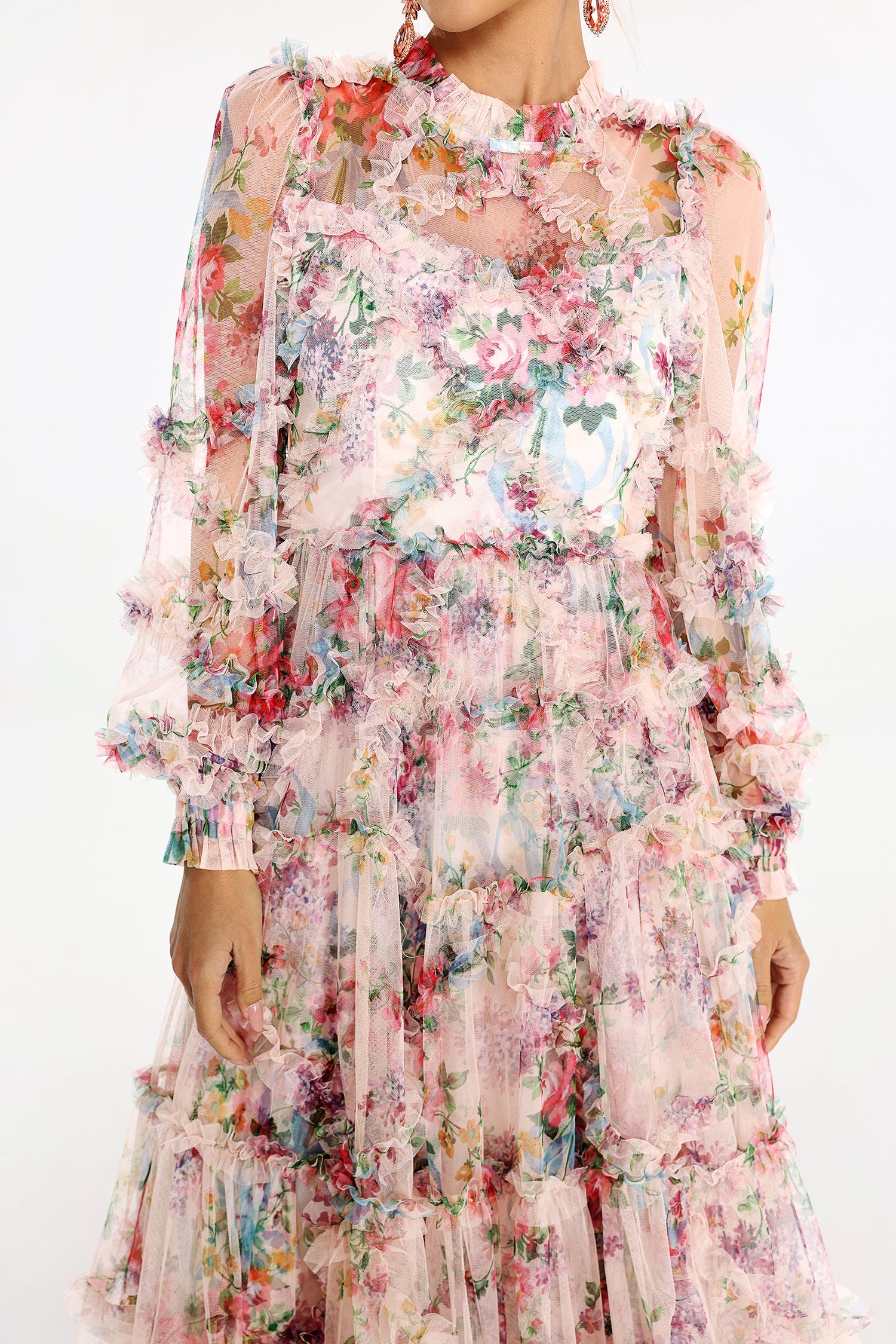 Flowering Girl Women Winona Print Mesh Midi Dress