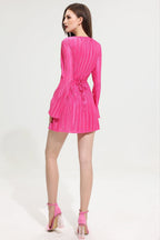 Flowering Girl Women V-Neck Petal Sleeve Mini Dress
