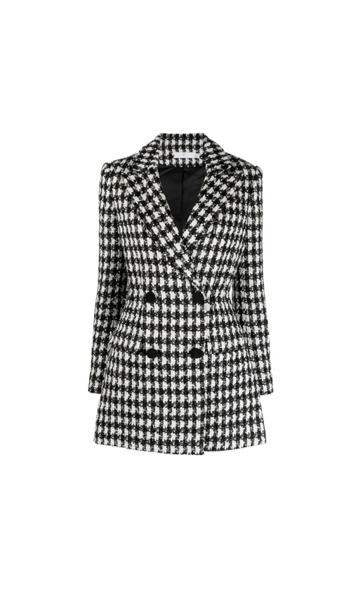 Flowering Girl Women BLACK CHECK BOUCLE TAILORED MINI DRESS