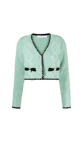 MINT CABLE KNIT CROPPED CARDIGAN
