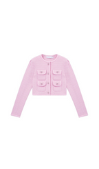 PINK SEQUIN TEXTURED KNIT JACKET