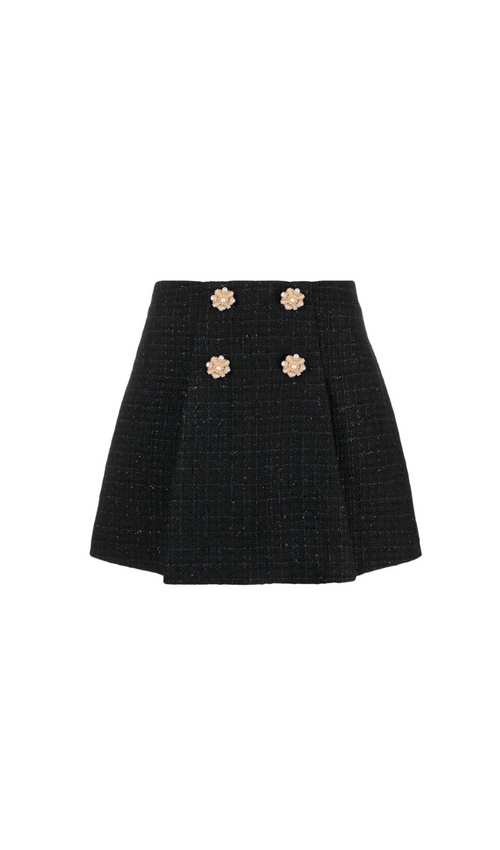 Flowering Girl Women BLACK BOUCLE MINI SKIRT