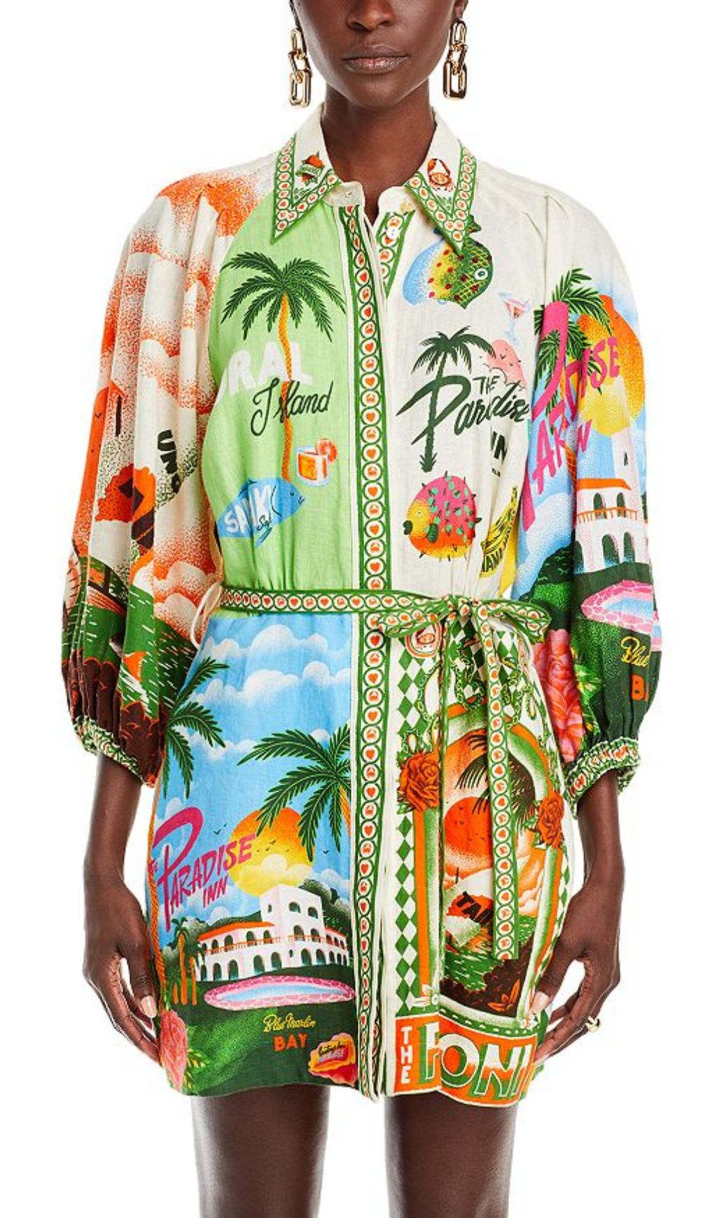PARADISO PRINTED LINEN DRESS