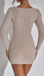 Flowering Girl Women SEQUIN LONG SLEEVE MINI DRESS IN NUDE