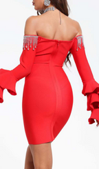 Flowering Girl Women OFF SHOULDER MINI BANDAGE DRESS