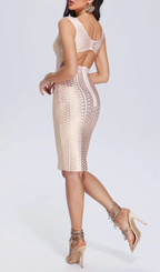 Flowering Girl Women METALLIC BANDAGE MIDI DRESS IN APRICOT