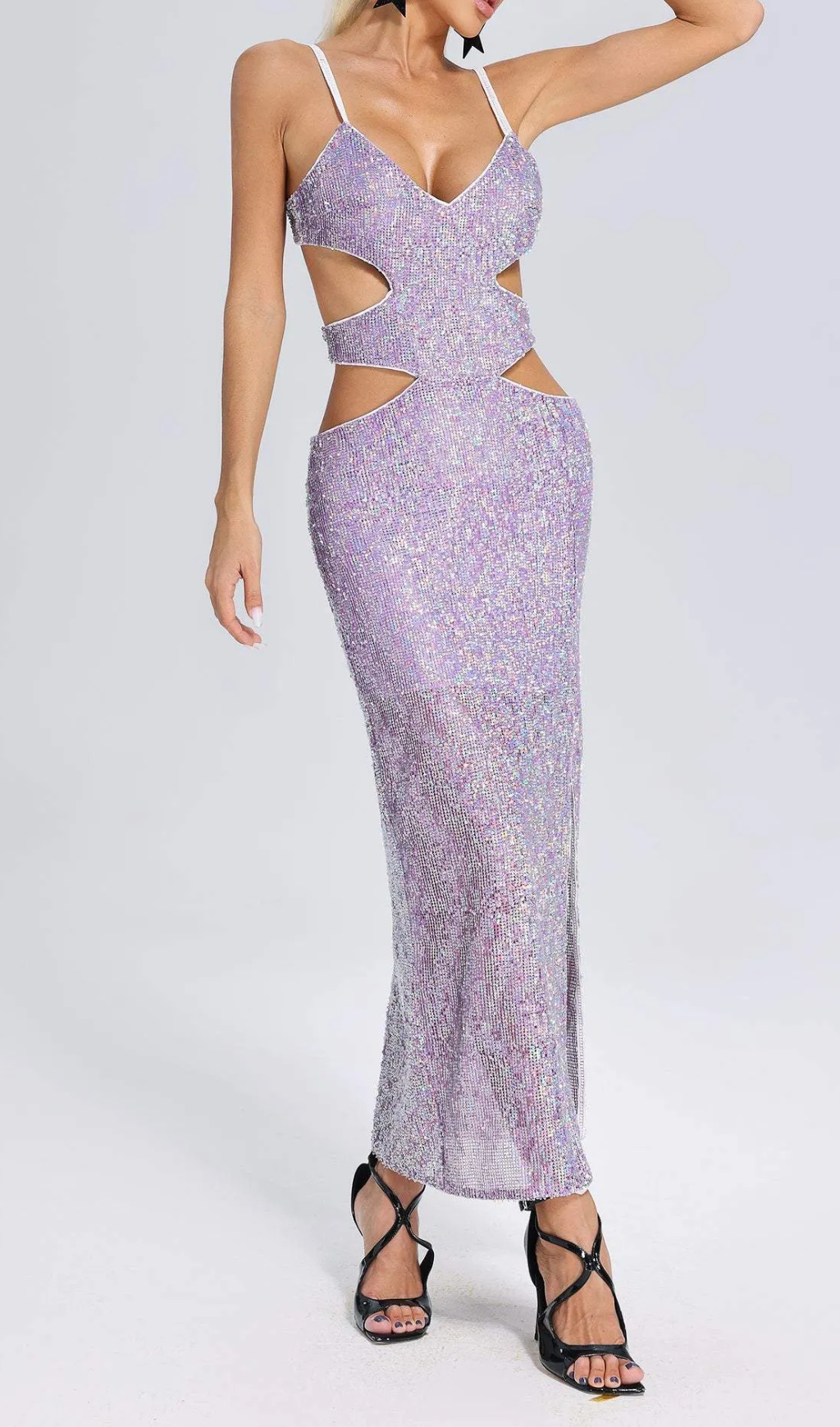 Flowering Girl Women CUT OUT SEQUIN MIDI DRESS