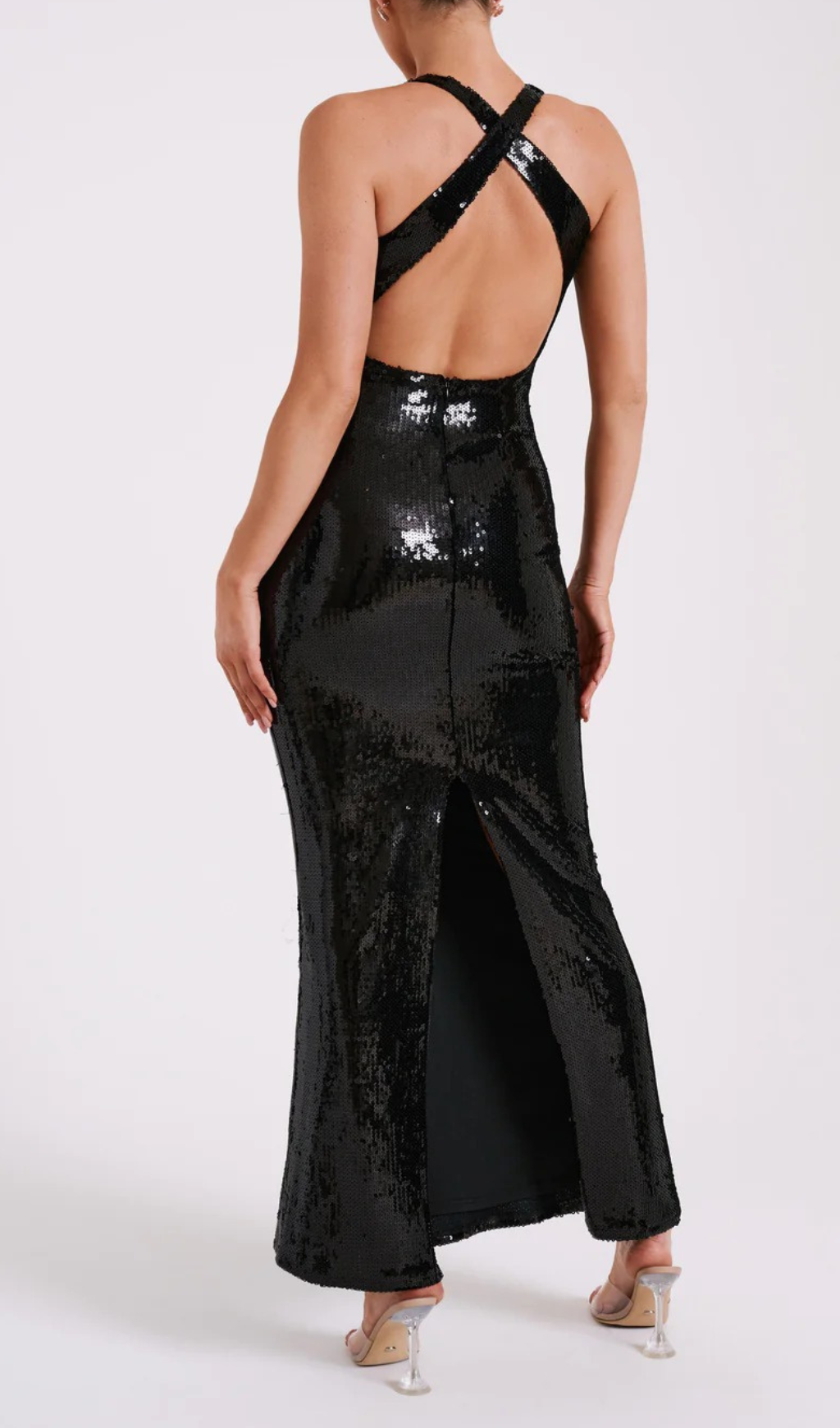 Flowering Girl Women ROSE SEQUIN MAXI DRESS IN BLACK