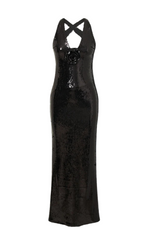 Flowering Girl Women ROSE SEQUIN MAXI DRESS IN BLACK